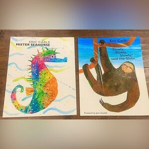 2 Eric Carle Children’s Paperback Books Sloth and Mister Seahorse